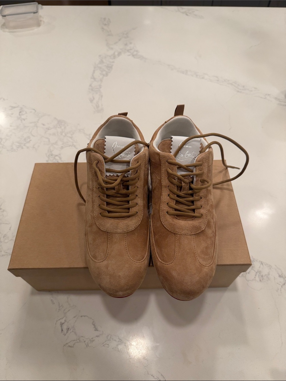 Christian Louboutin Women's Suede Sneakers in Tan